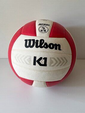 Wilson K1 Silver Indoor Volleyball Red White Official Size NFHS Game Training
